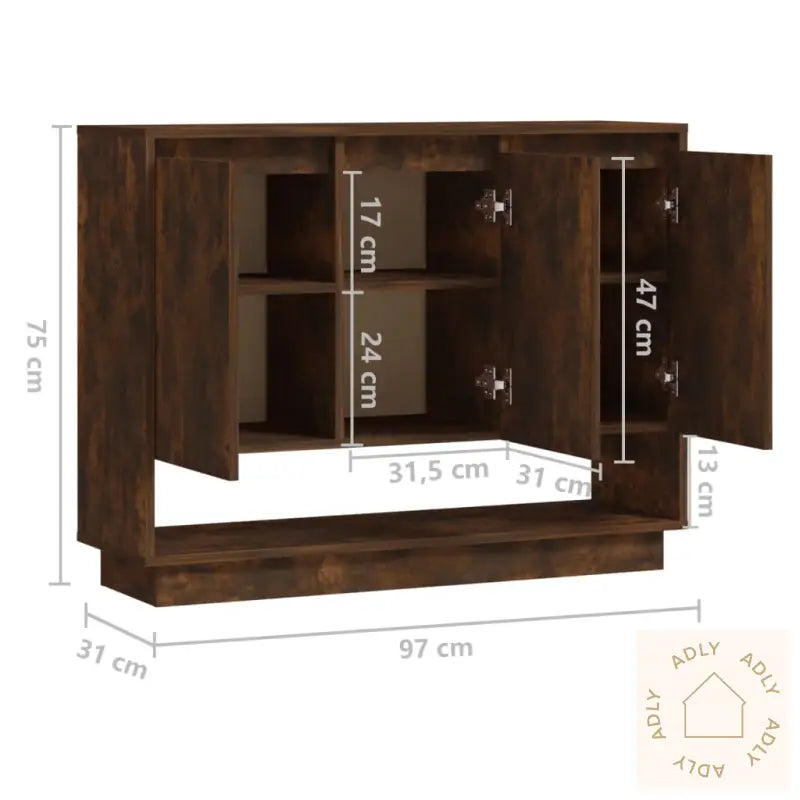 Skjenk Røkt Eik 97X31X75 Cm Konstruert Tre