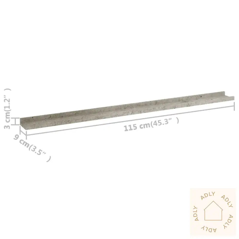 Vegghyller 2 Stk Betonggrå 115X9X3 Cm