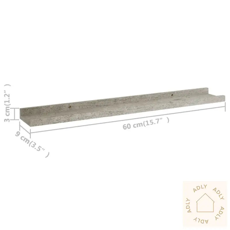 Vegghyller 2 Stk Betonggrå 60X9X3 Cm