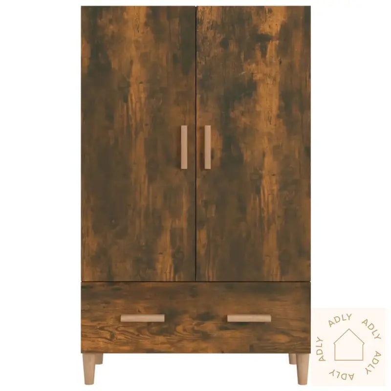 Highboard Røkt Eik 70X31X115 Cm Konstruert Tre