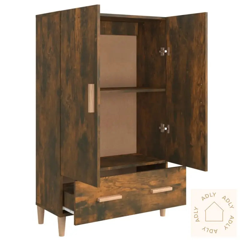 Highboard Røkt Eik 70X31X115 Cm Konstruert Tre