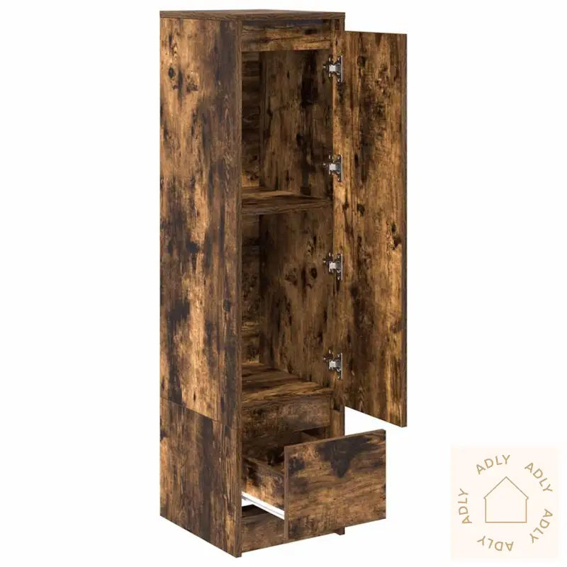 Highboard Røkt Eik 29,5X34X119,5 Cm Konstruert Tre