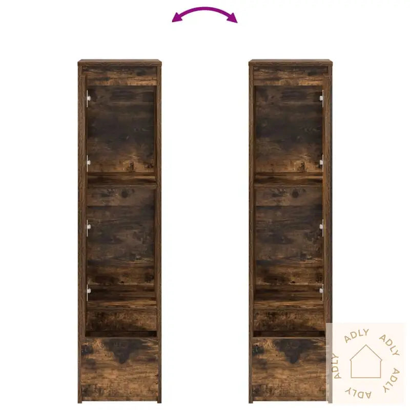 Highboard Røkt Eik 29,5X34X119,5 Cm Konstruert Tre