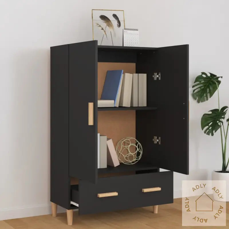Highboard Svart 70X31X115 Cm Konstruert Tre