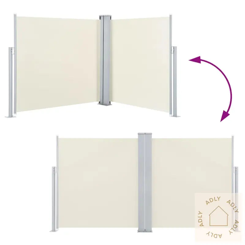 Uttrekkbar Sidemarkise Dobbel 170X600 Cm Kremhvit