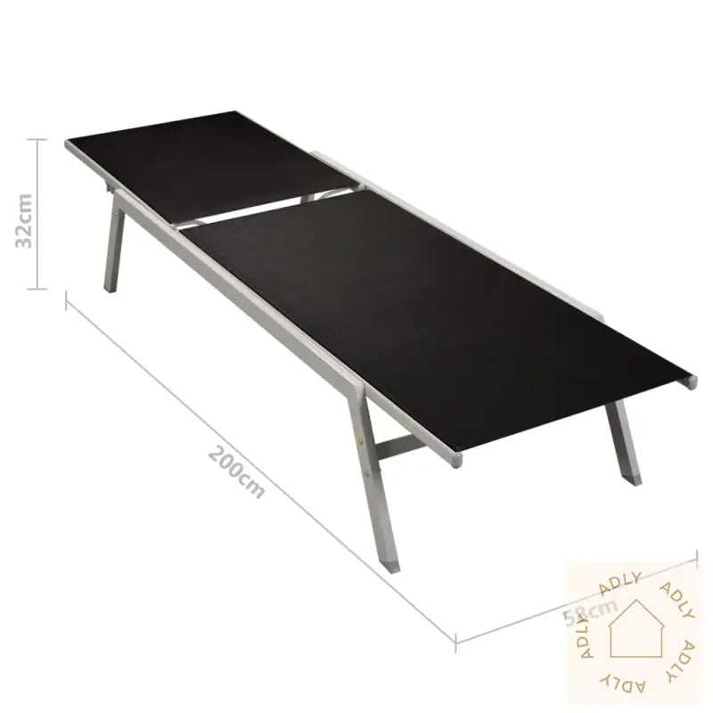 Solsenger 2 Stk Med Bord Stål Og Textilene Svart