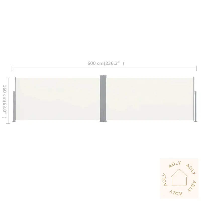 Uttrekkbar Sidemarkise 160X600 Cm Kremhvit