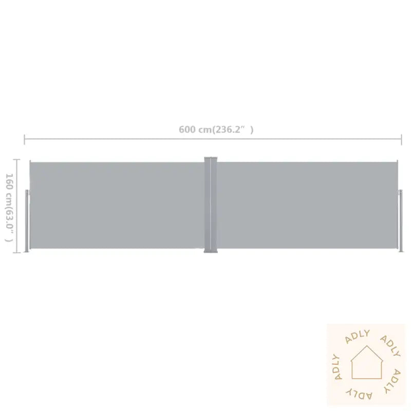 Uttrekkbar Sidemarkise 160X600 Cm Grå