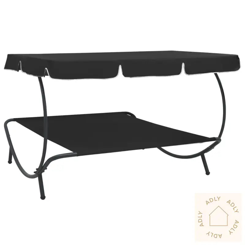 Utendørs Sofaseng Med Solskjerm Svart