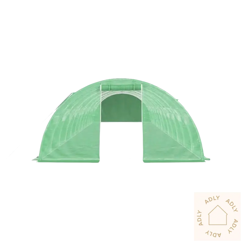 Greenhouse tunnel med åpen inngang, perfekt for plantene dine og galvanisert stål