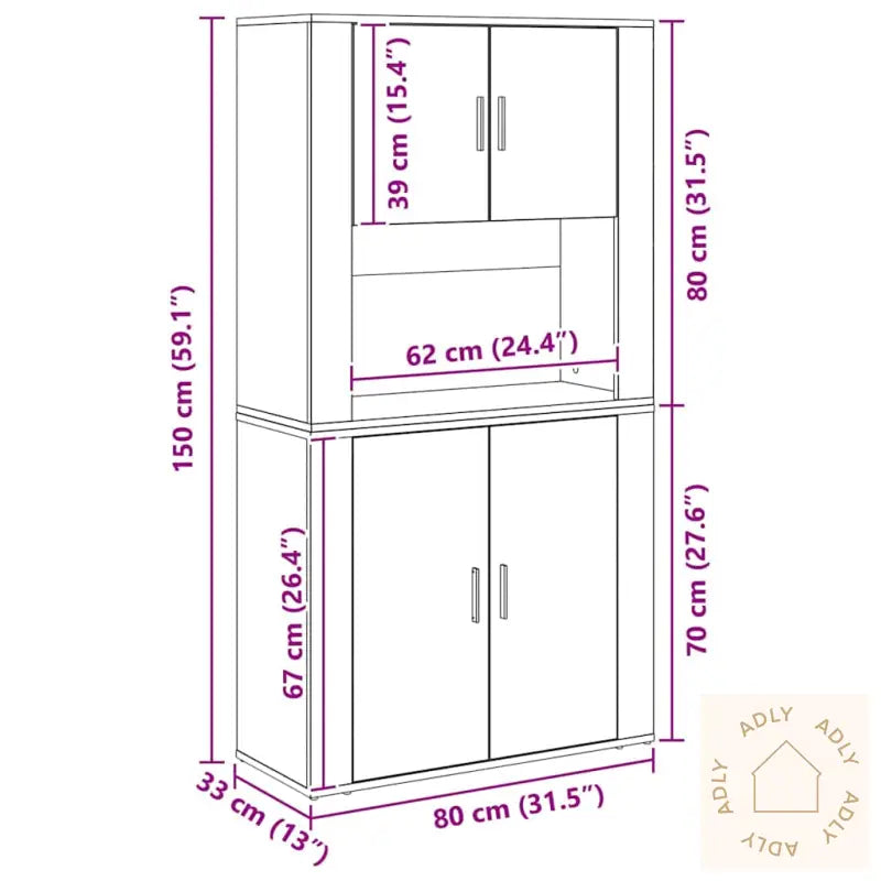 Høyskap I Artisan Eik 80X33X150 Cm Konstruert Tre