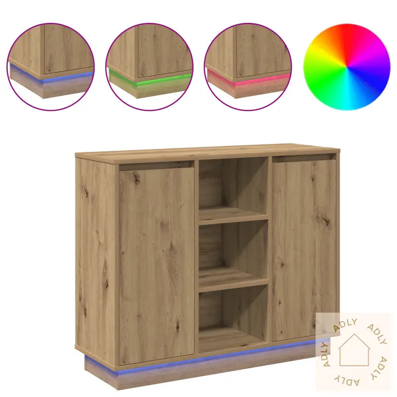 Nattbord Med Led Håndlaget Eik 90X32X75 Cm Konstruert Tre