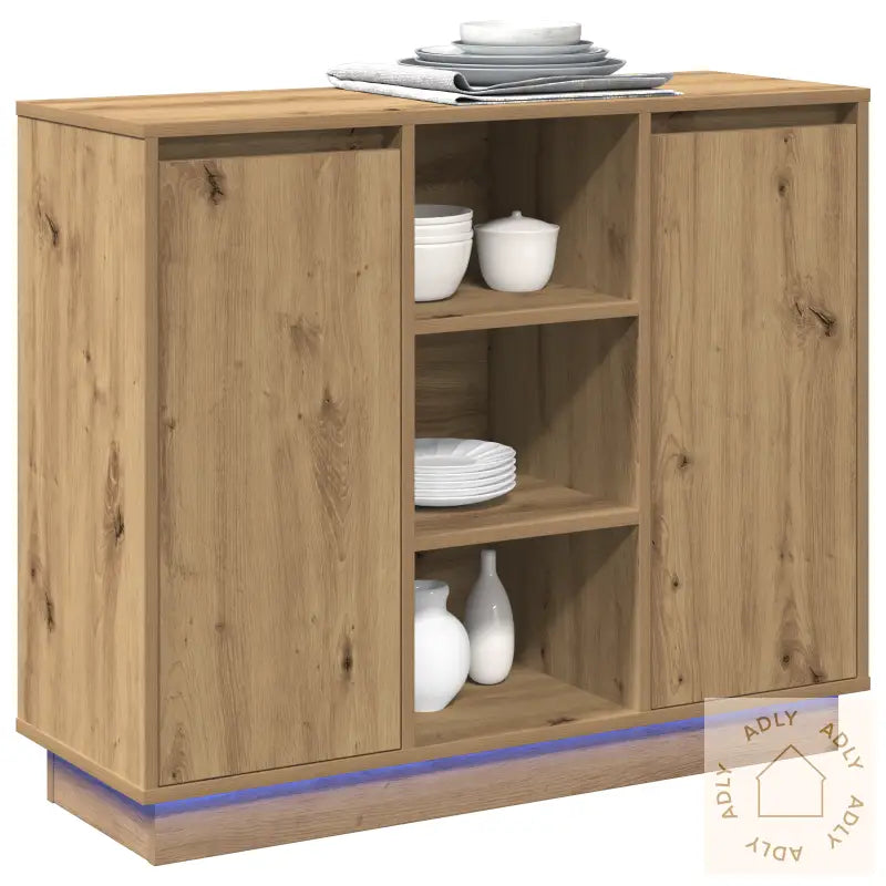 Nattbord Med Led Håndlaget Eik 90X32X75 Cm Konstruert Tre
