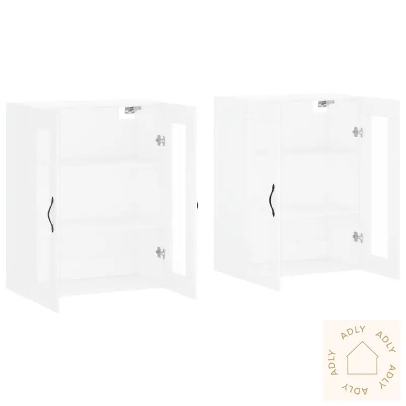 Veggskap 2 Stk Hvit Konstruert Tre