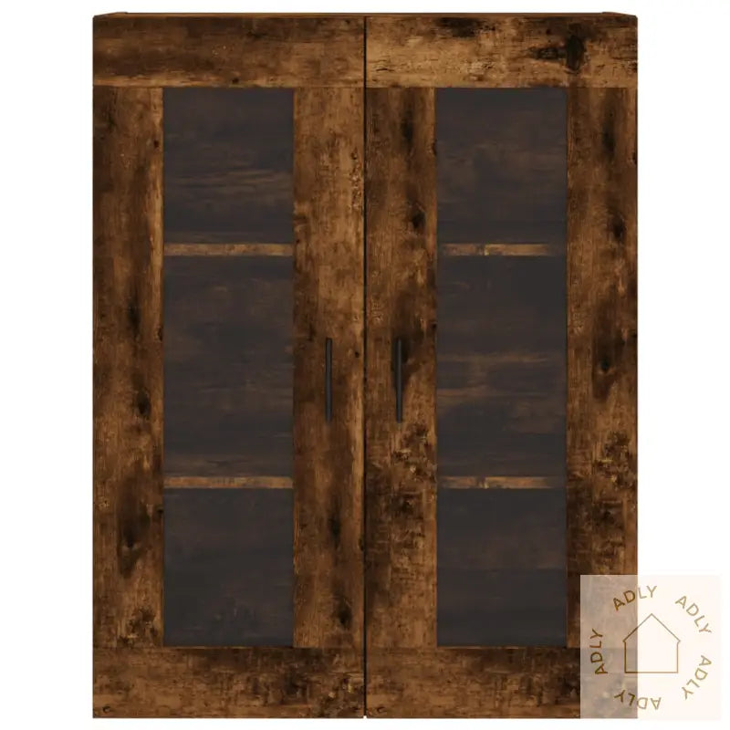 Veggskap 2 Stk Røkt Eik Konstruert Tre