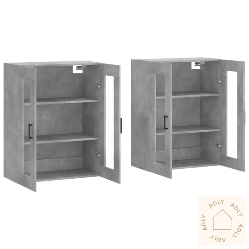 Veggskap 2 Stk Betonggrå Konstruert Tre