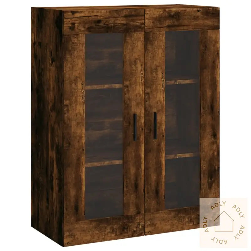 Veggskap 2 Stk Røkt Eik Konstruert Tre