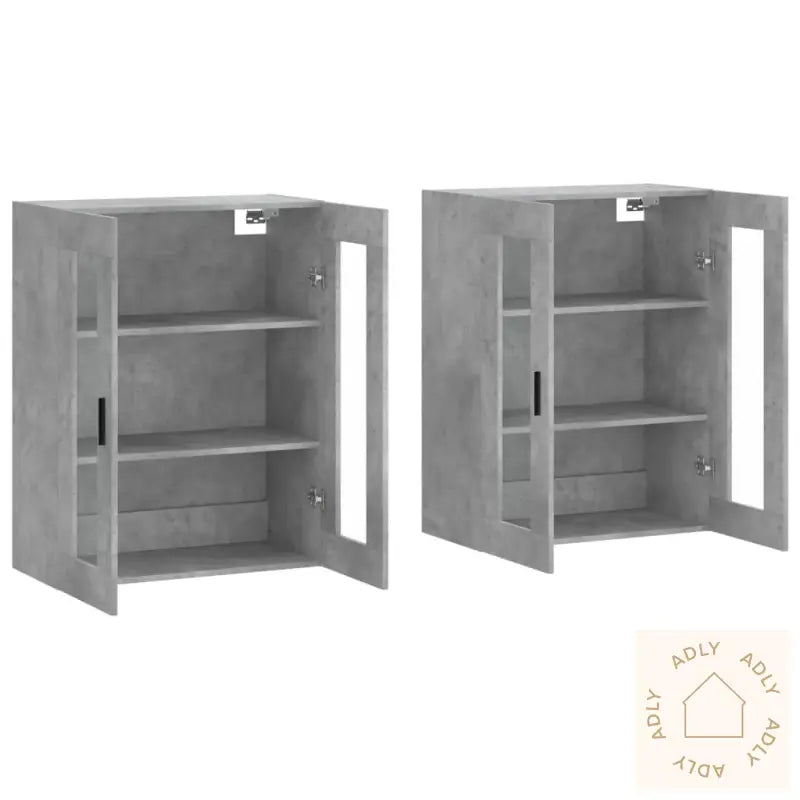 Veggskap 2 Stk Betonggrå Konstruert Tre