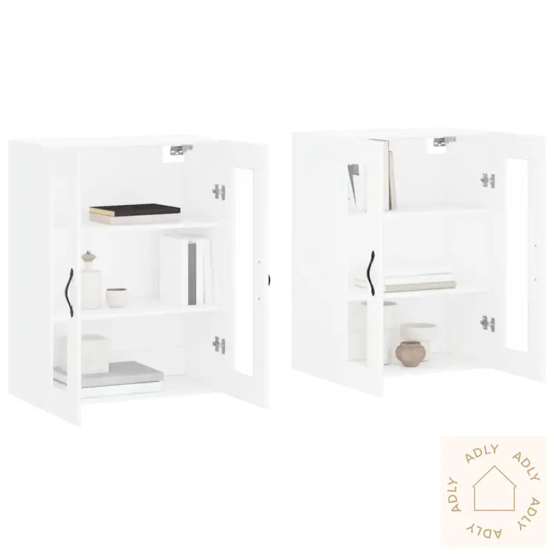 Veggskap 2 Stk Hvit Konstruert Tre