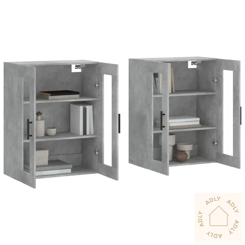 Veggskap 2 Stk Betonggrå Konstruert Tre