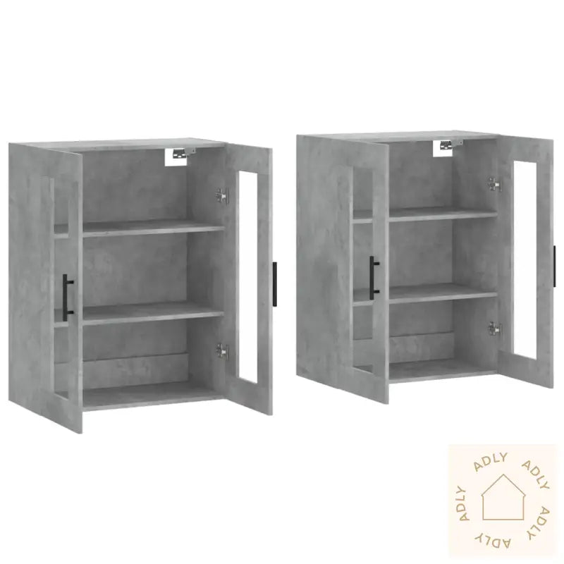 Veggskap 2 Stk Betonggrå Konstruert Tre