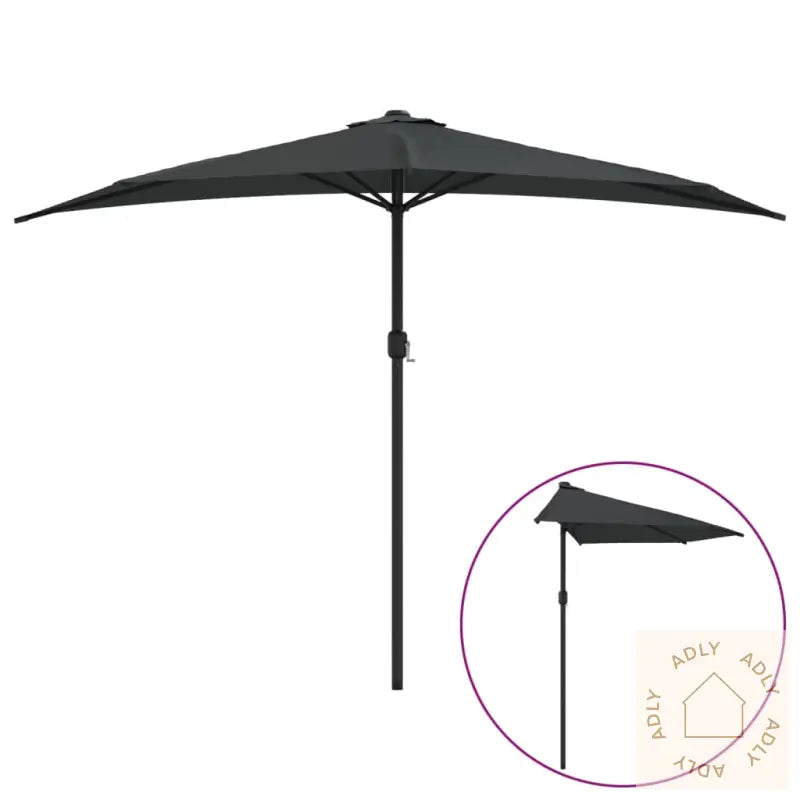Balkongparasoll Med Aluminiumsstang Antrasitt 300X155 Cm Halv