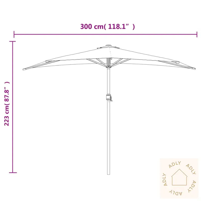 Balkongparasoll Med Aluminiumsstang Antrasitt 300X155 Cm Halv