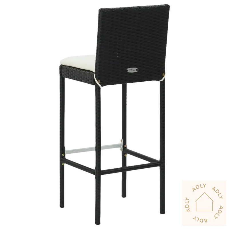 Elegant barsett i PE-rotting med svart wicker barstol og hvit pute for hagemøbler