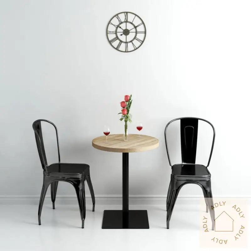 Bistrobord Mdf Og Stål Rund 60X75 Cm Eikefarge