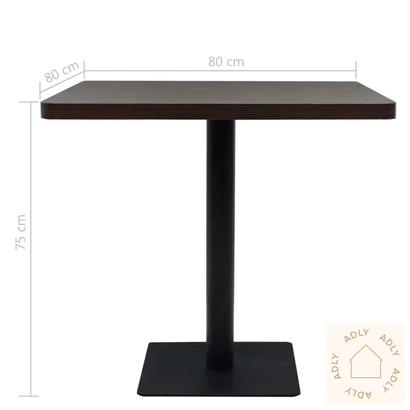 Bistrobord Mdf Og Stål Firkantet 80X80X75 Cm Mørk Aske