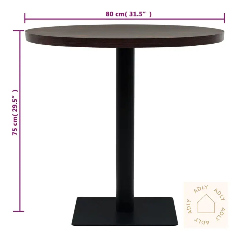 Bistrobord Mdf Og Stål Rund 80X75 Cm Mørk Aske