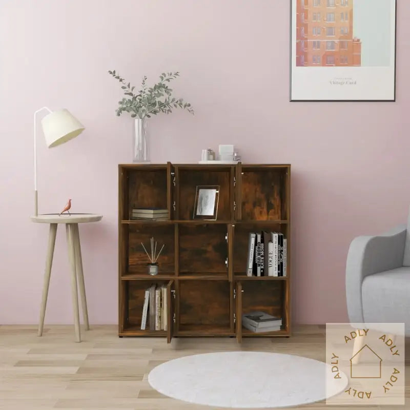 Bokhylle Røkt Eik 90X30X90 Cm Konstruert Tre