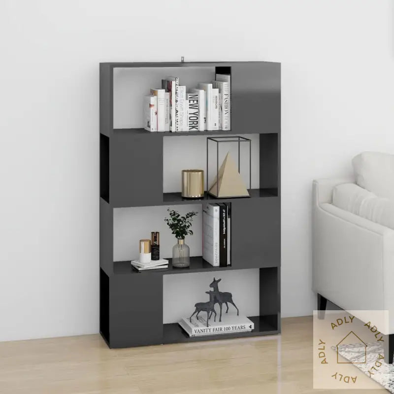 Bokhylle/Romdeler Høyglans Grå 80X24X124,5 Cm