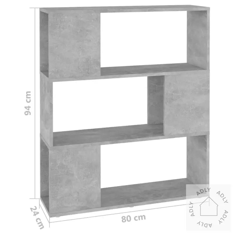 Bokhylle/Romdeler Betonggrå 80X24X94 Cm Konstruert Tre