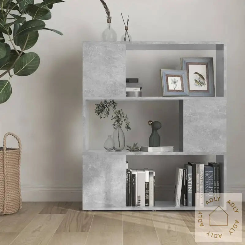 Bokhylle/Romdeler Betonggrå 80X24X94 Cm Konstruert Tre