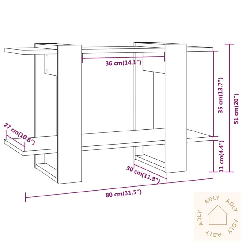 Bokhylle/Romdeler Svart 80X30X51 Cm