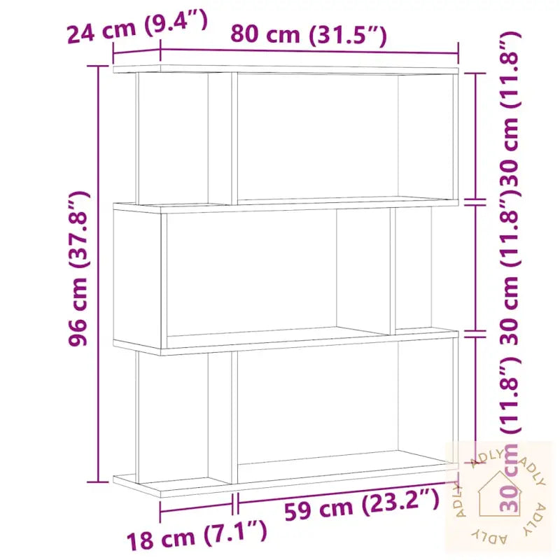 Bokhylle Artisan Eik 80X24X96 Cm Konstruert Tre