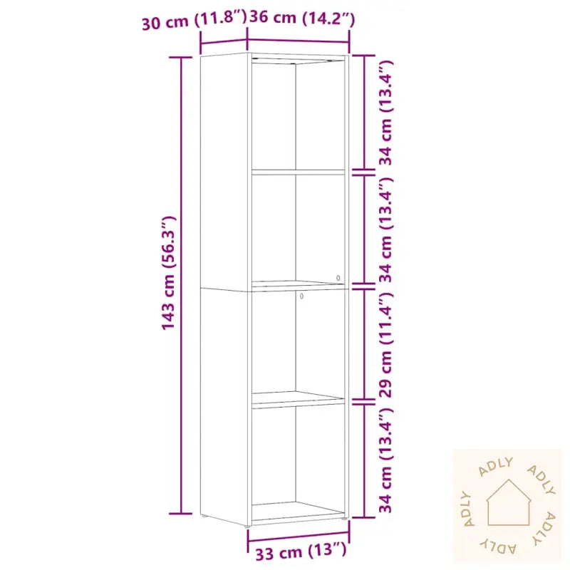 Bokhylle Artisan Eik 36X30X143 Cm Konstruert Tre