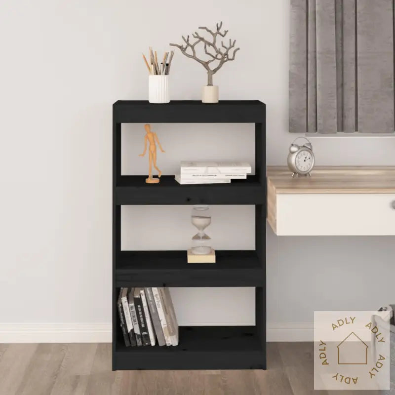 Bokhylle/Romdeler Svart 60X30X103,5 Cm Heltre Furu