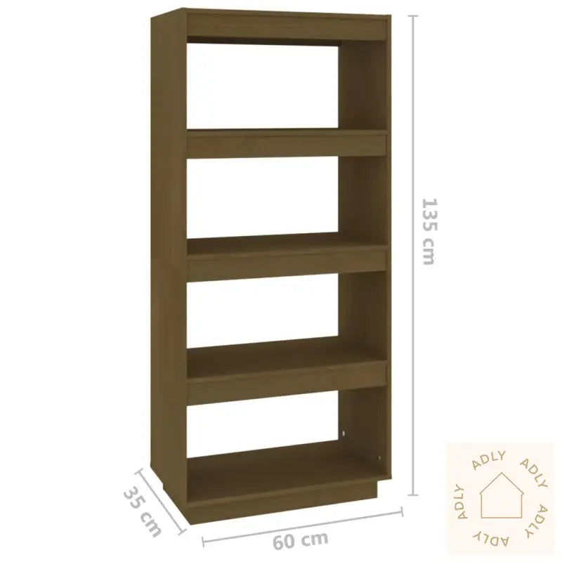 Bokhylle/Romdeler Honningbrun 60X35X135 Cm Heltre Furu