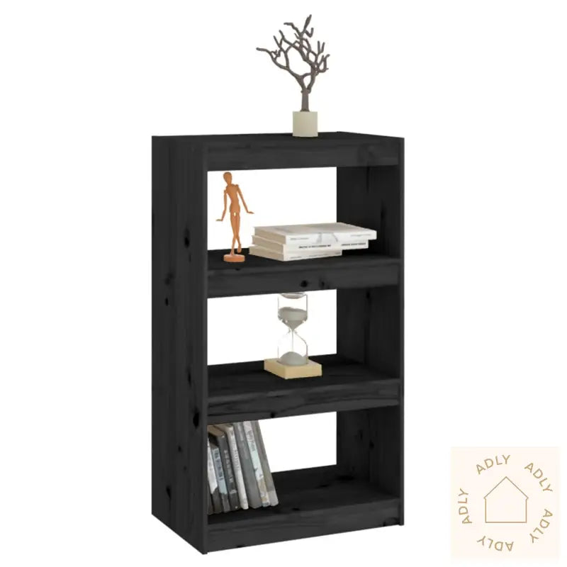 Bokhylle/Romdeler Svart 60X30X103,5 Cm Heltre Furu