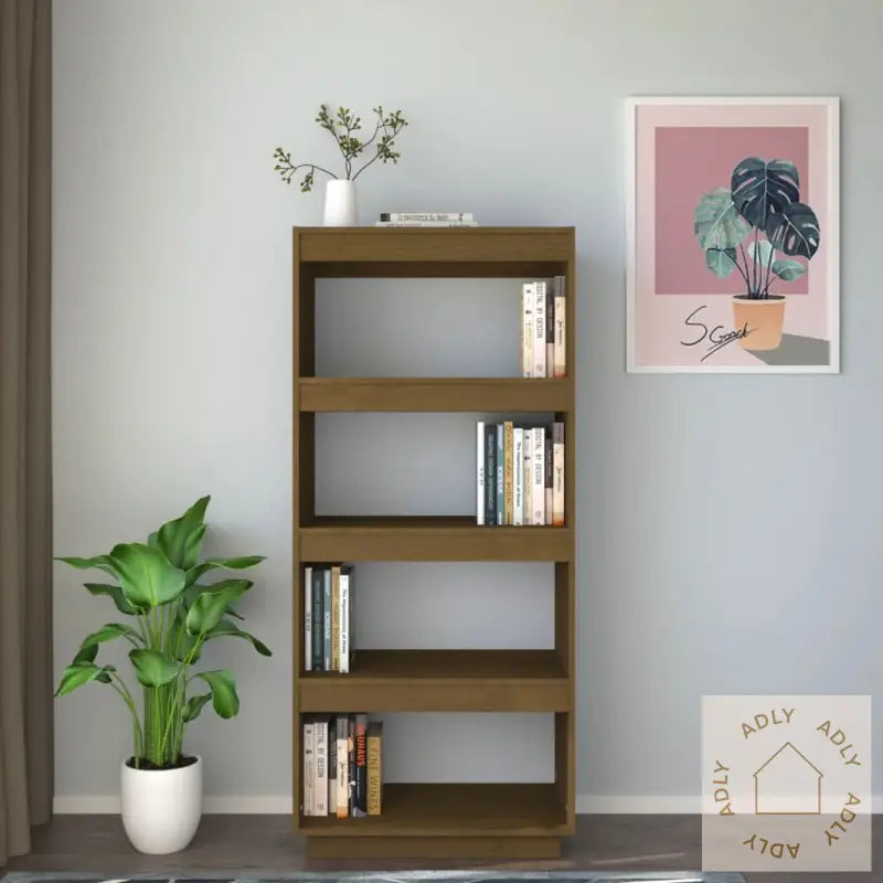 Bokhylle/Romdeler Honningbrun 60X35X135 Cm Heltre Furu
