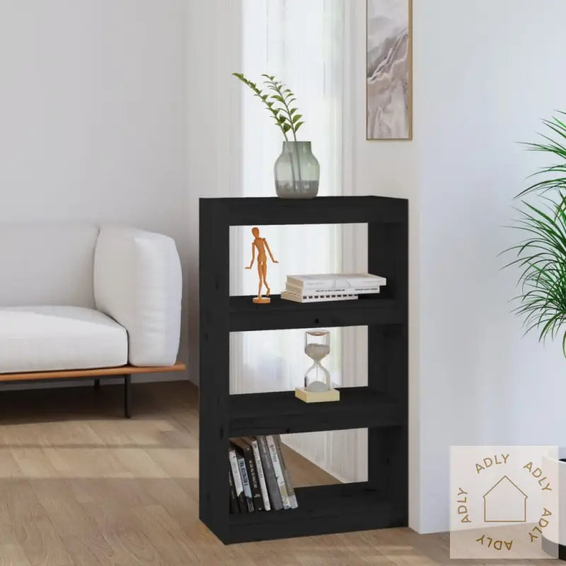 Bokhylle/Romdeler Svart 60X30X103,5 Cm Heltre Furu