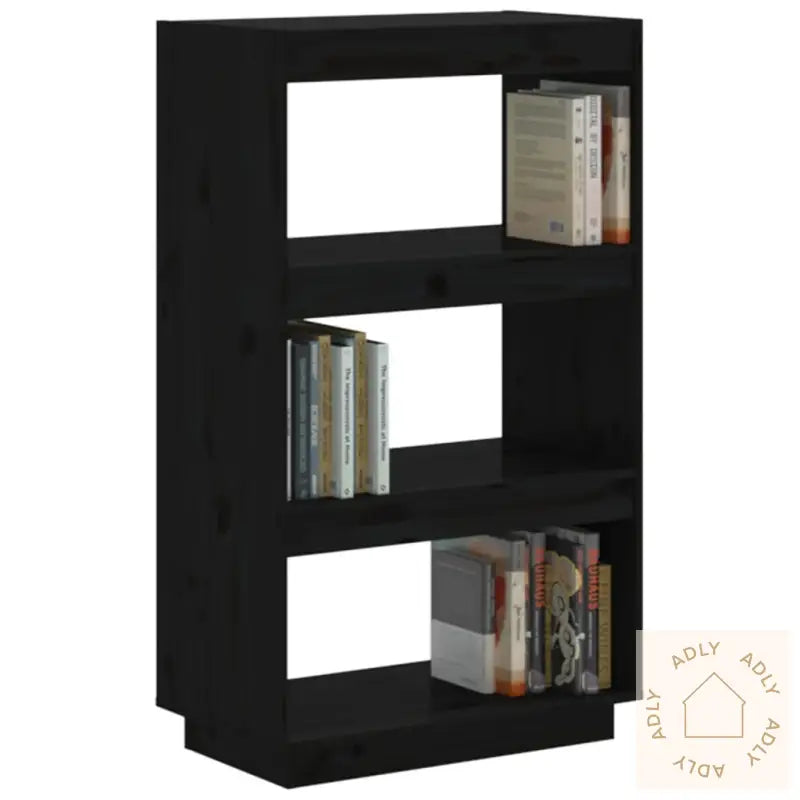 Bokhylle/Romdeler Svart 60X35X103 Cm Heltre Furu