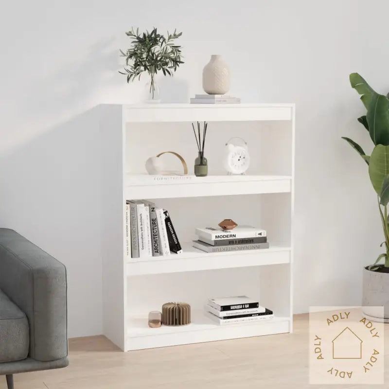 Bokhylle/Romdeler Hvit 80X30X103,5 Cm Heltre Furu