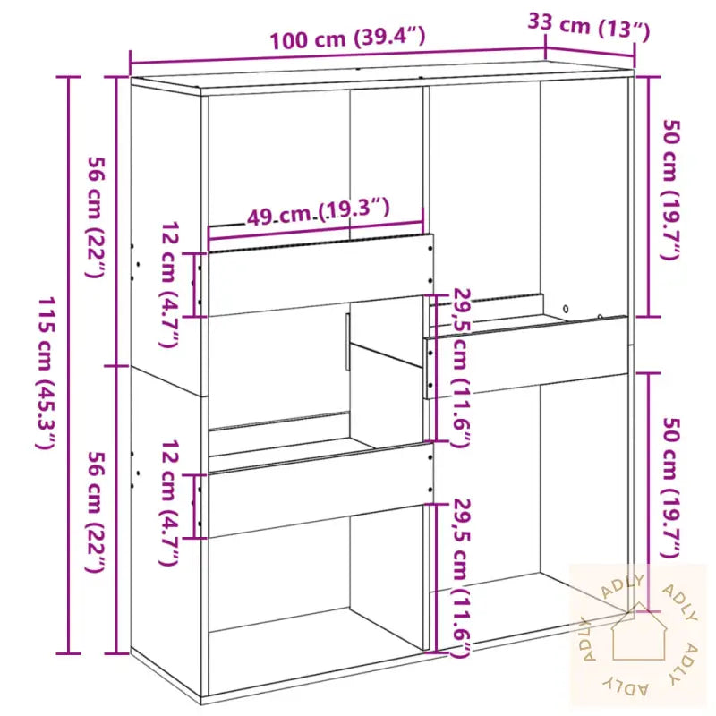 Romdeler Gammelt Tre 100X33X115 Cm Konstruert Tre