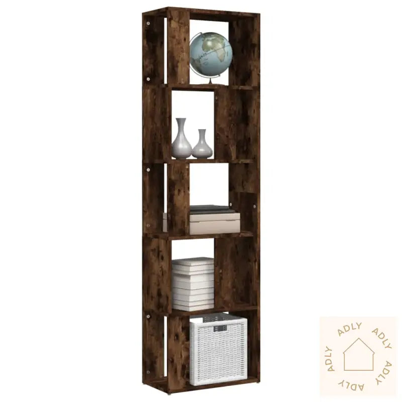 Bokhylle Røkt Eik 45X24X160 Cm Konstruert Tre