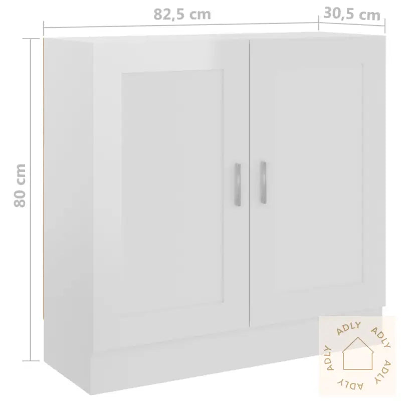 Bokhylle Høyglans Hvit 82,5X30,5X80 Cm Konstruert Tre
