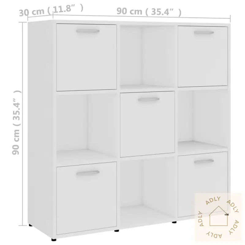 Bokhylle Hvit 90X30X90 Cm Konstruert Tre