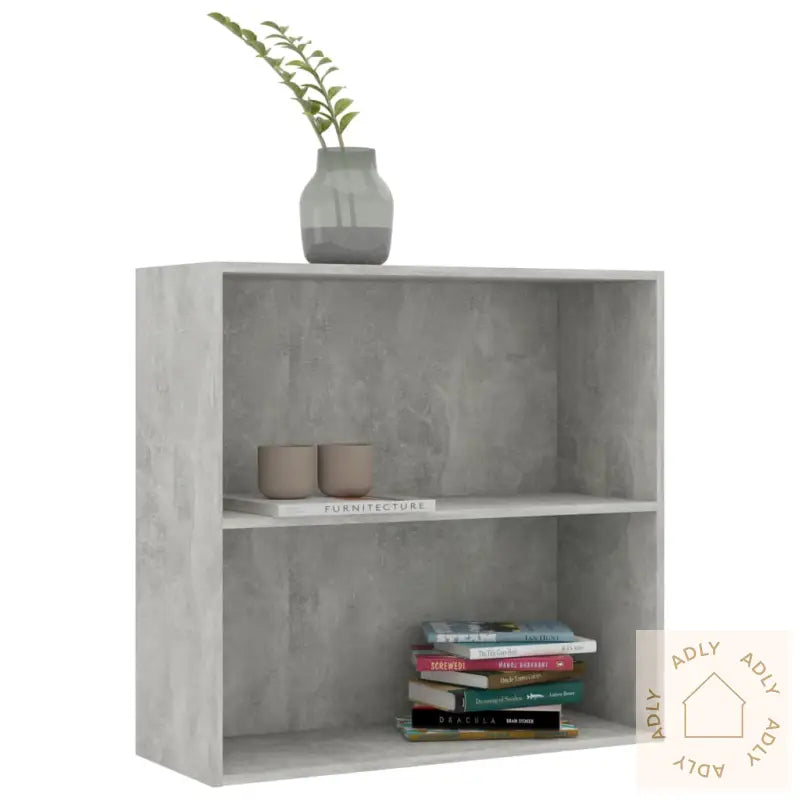 Bokhylle 2 Nivåer Betonggrå 80X30X76,5 Cm Konstruert Tre